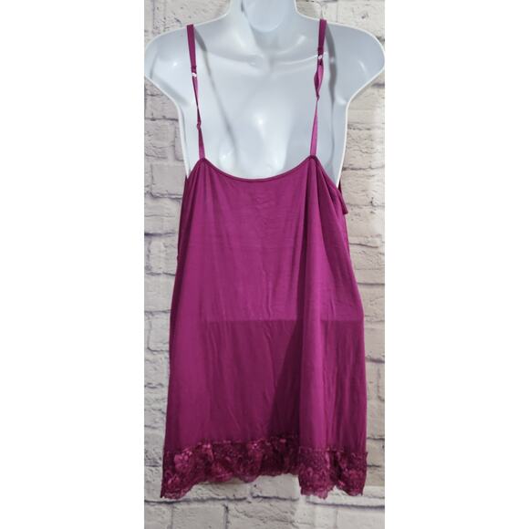 Lane Bryant Fuchsia Lace Detail Adjustable Spaghetti Strap Tank Top 18 20 Soft - Picture 3 of 4